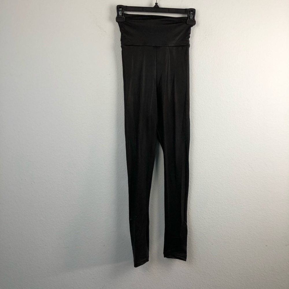 American Apparel Black Faux Leather Leggings High - Picture 2 of 8